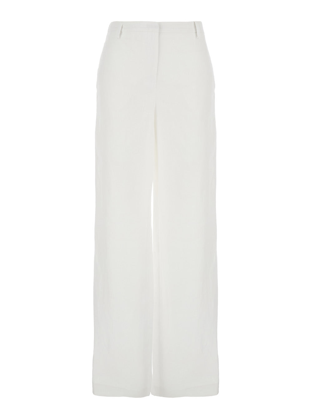 100% Linen Wide-Leg Trousers — White