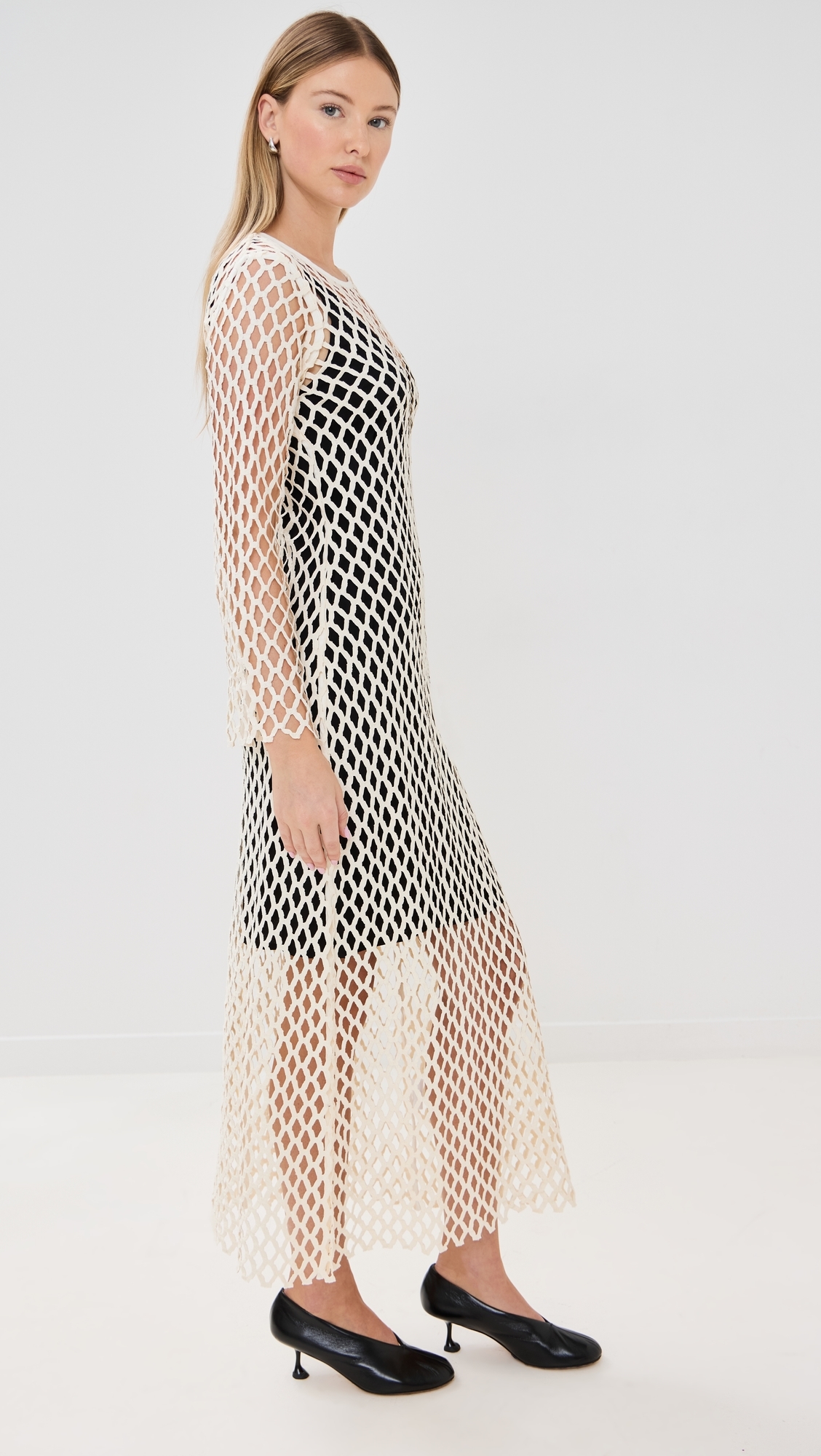 Occasion Lace Shift Dress Off White/Black
