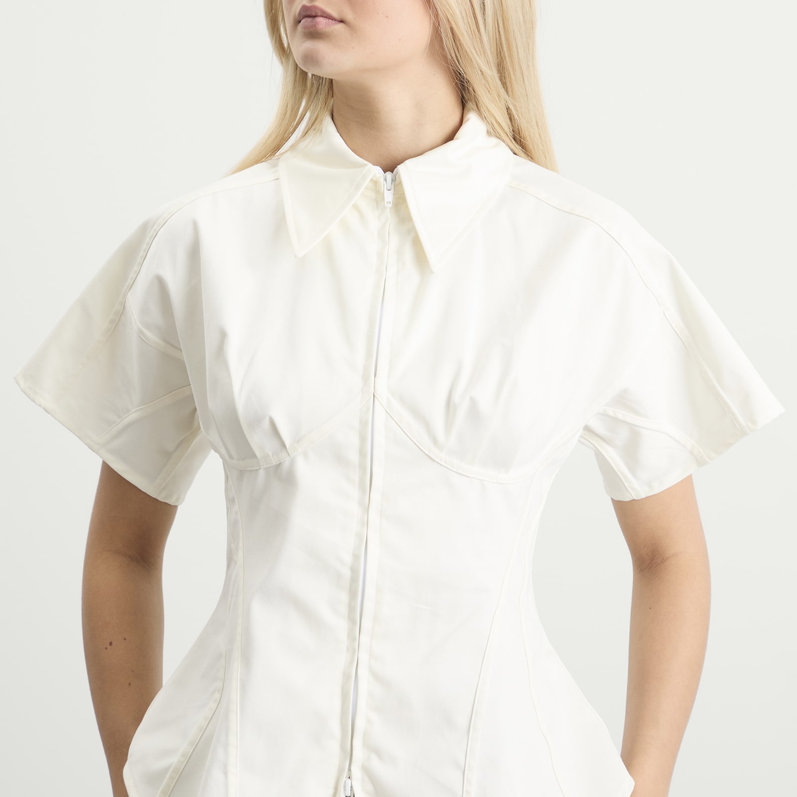 Women's Panelled Contoured Bustier Blouse White