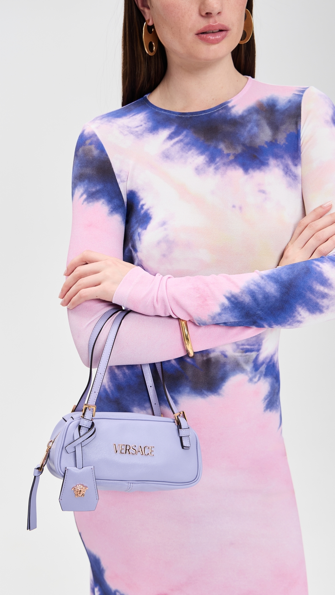 Versace Mini Shoulder Lamb Leather Shoulder Bag Lilac/Versace Gold One Size