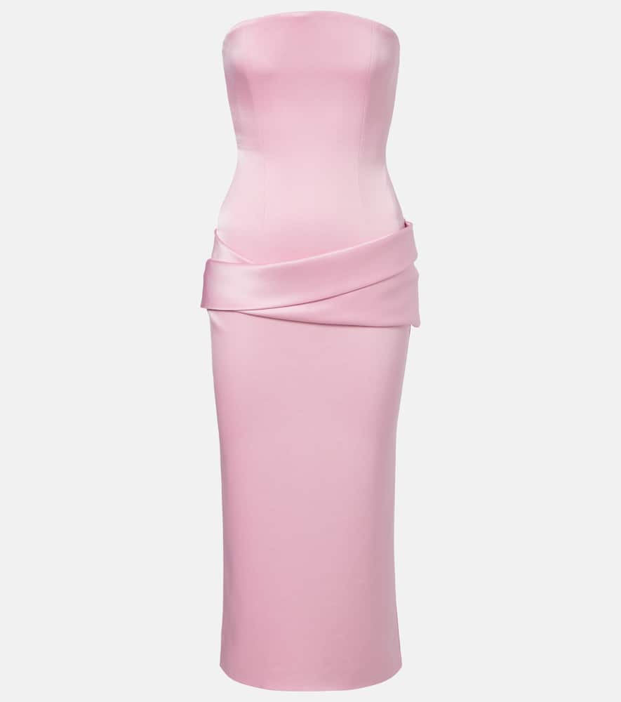 Draped satin crêpe bustier dress