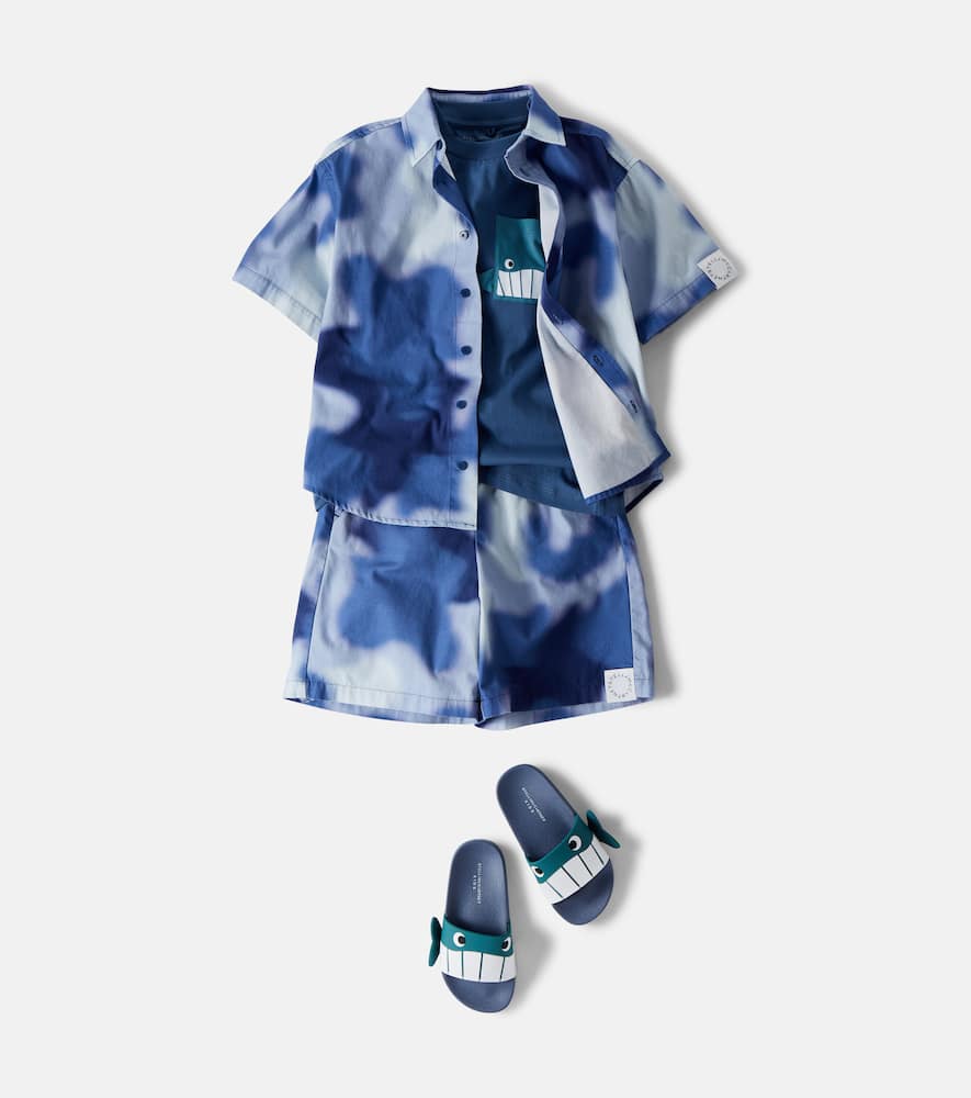 Camouflage cotton poplin shorts