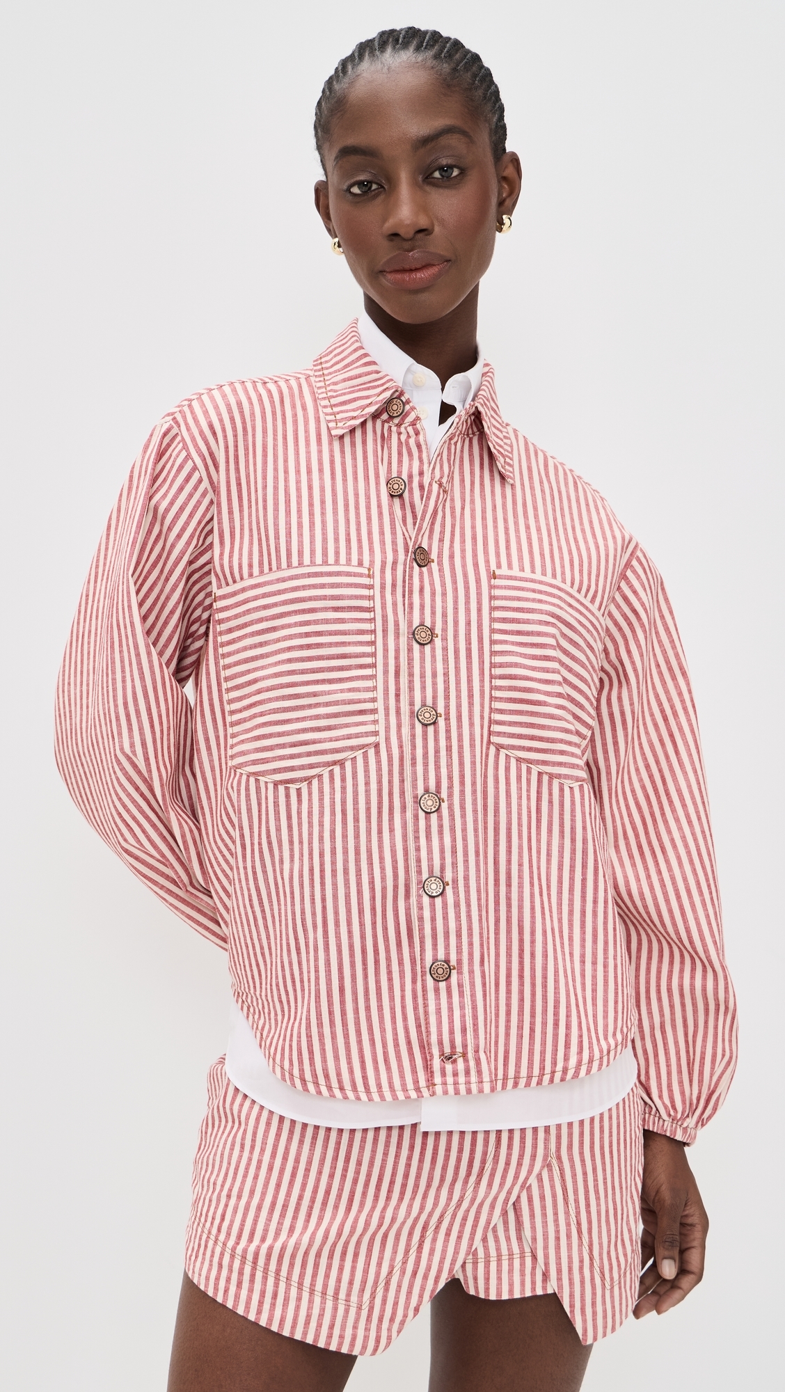 Striped Twill Shacket Stripes