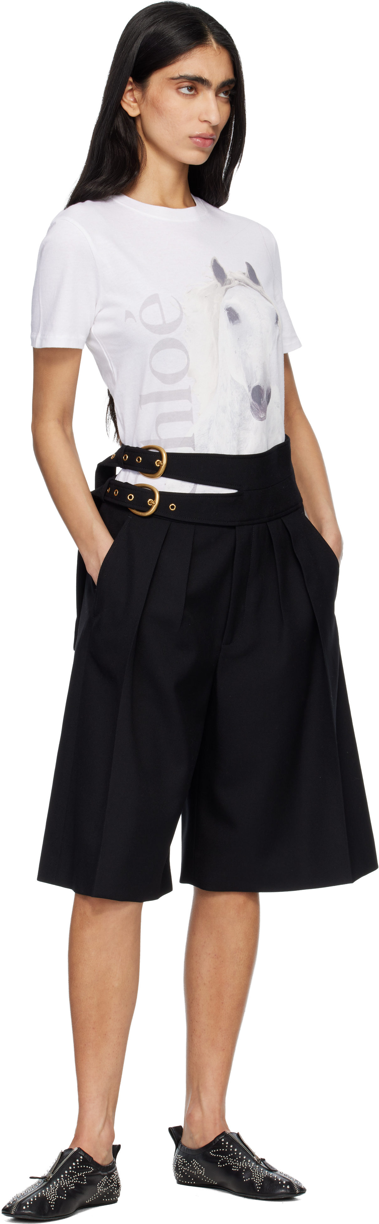 Black Double Waistband Shorts