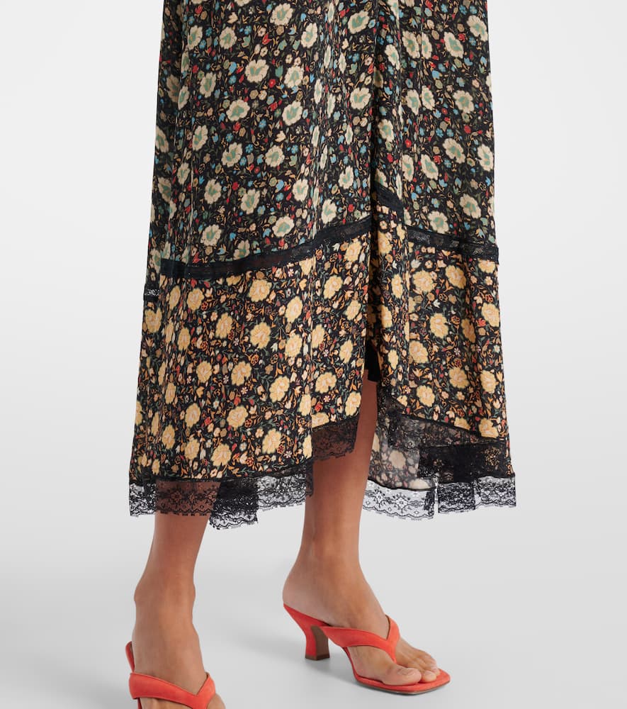 Raven printed crêpe de chine midi dress
