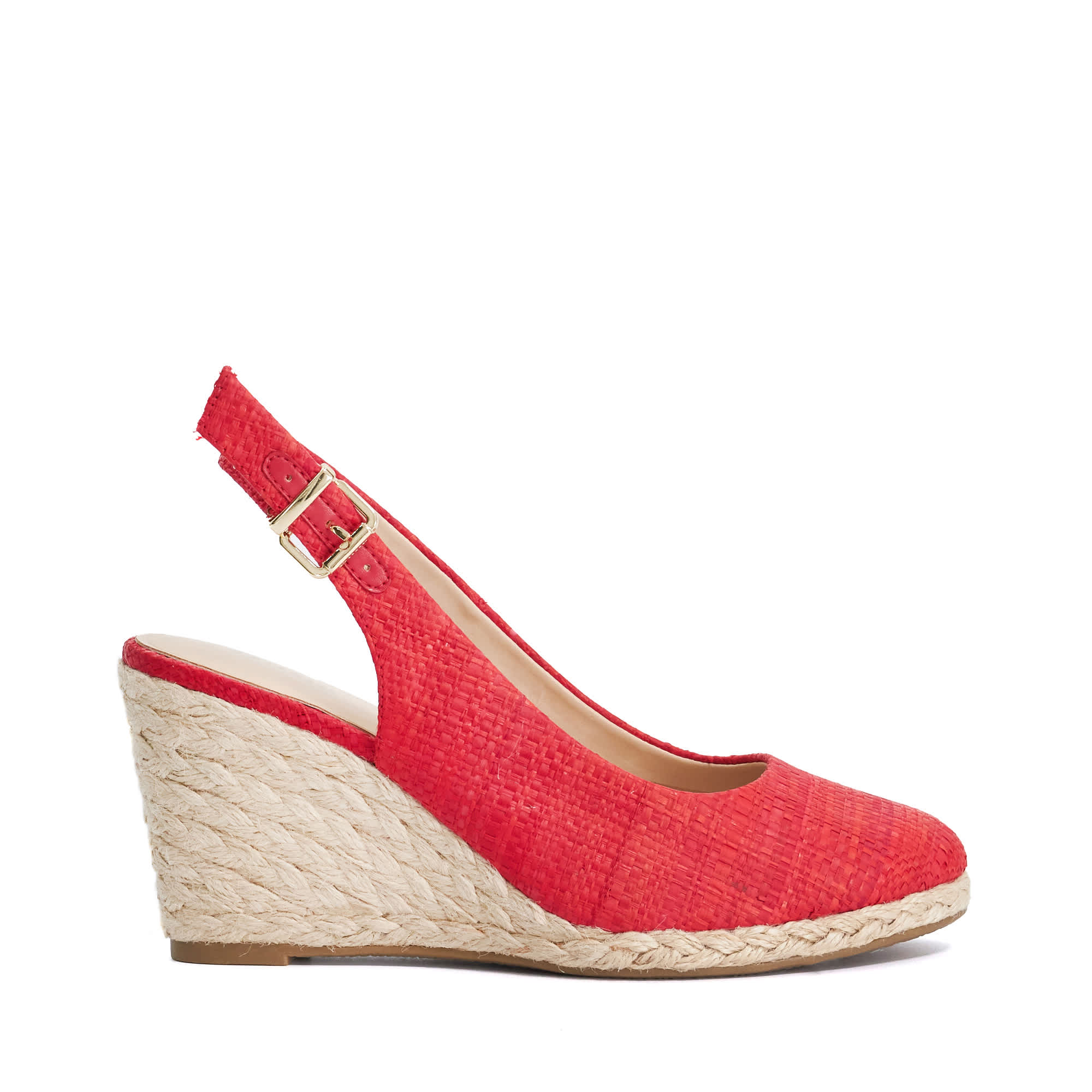 Dune London Womens Ladies Capable - Leather Jute Wedge Heel Sandals - Red