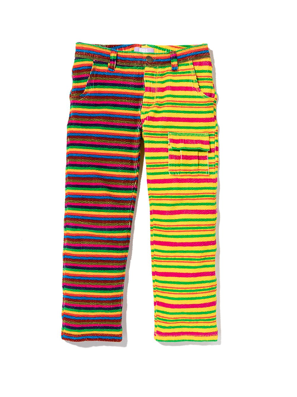 Colour-block striped woven trousers - Yellow