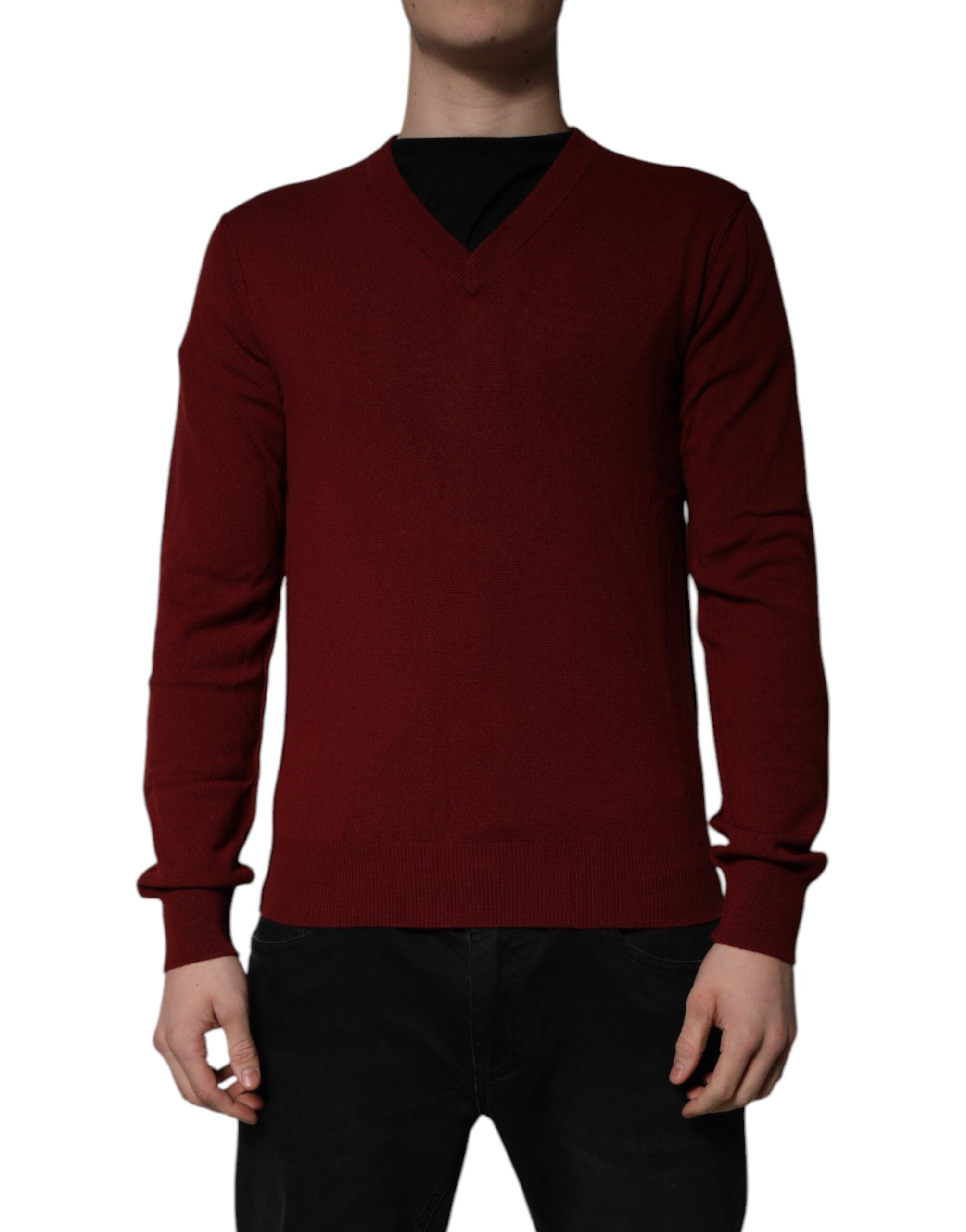 Cashmere V-Neck Sweater — Red