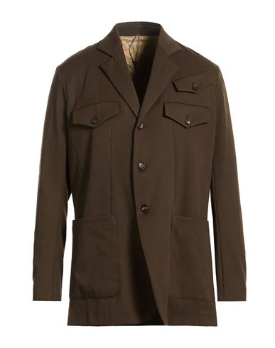 Man Blazer Dark green Size 40 Wool, Elastane