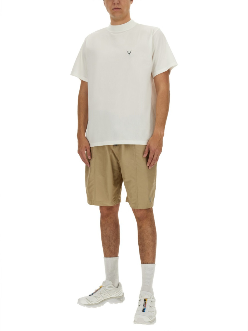Beige Solid Shorts