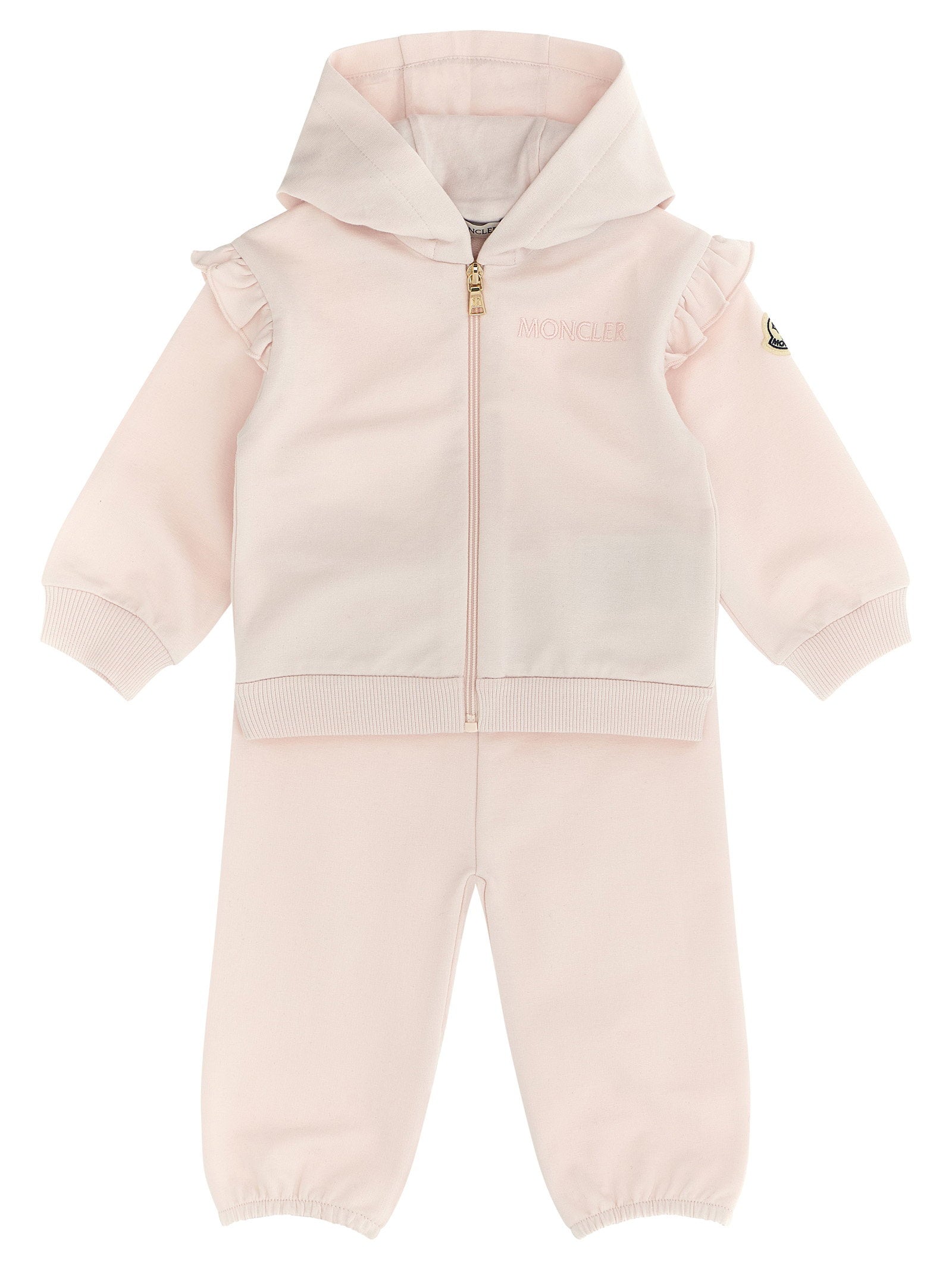 Ruffled Cotton Gauze Hoodie — Pink