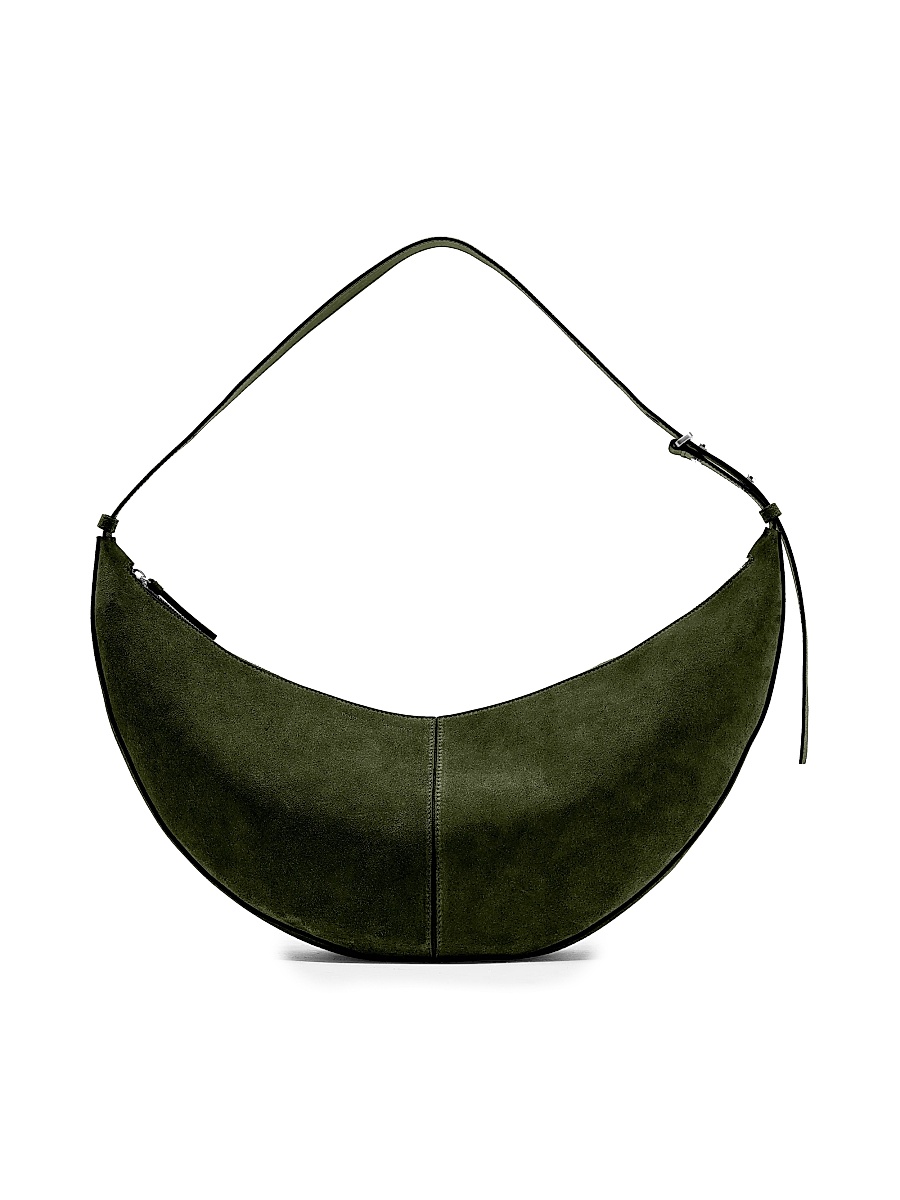 Women's Suede Hobo Bag - Olive