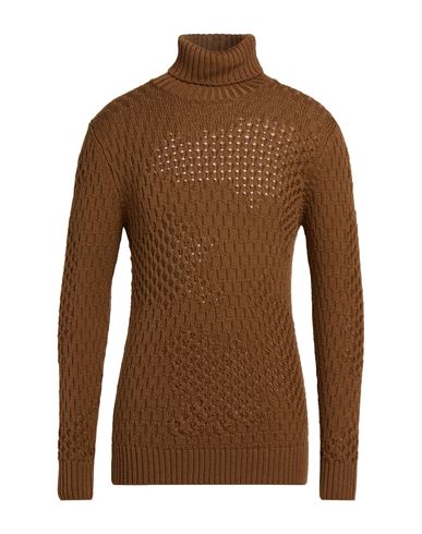 Man Turtleneck Camel Size L Virgin Wool