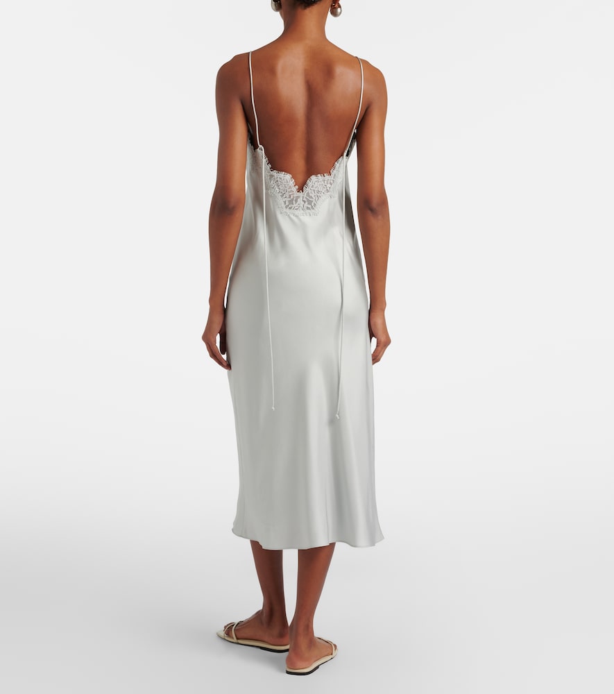 Róhe Lace-trimmed silk slip dress