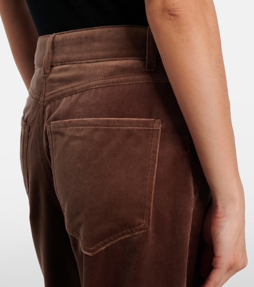 High-rise cotton velvet wide-leg pants