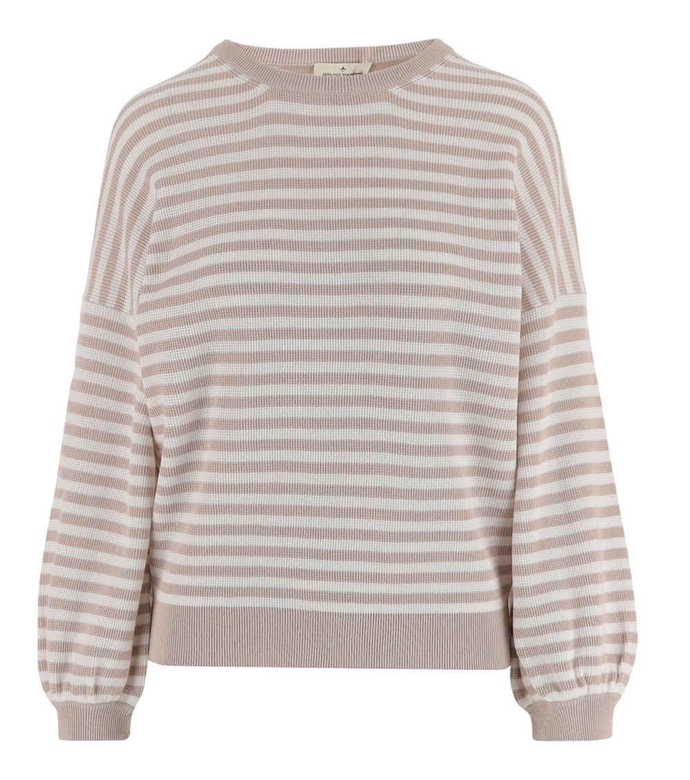 Beige Stripes Round Neck Sweater