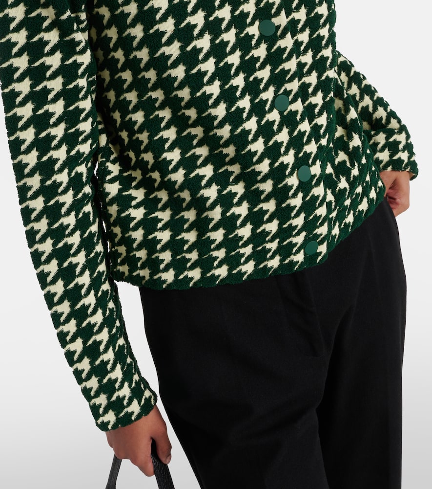 Houndstooth cotton-blend cardigan