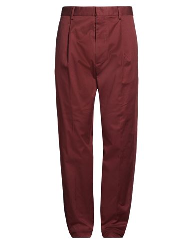 Man Pants Burgundy Size 32 Cotton, Elastane