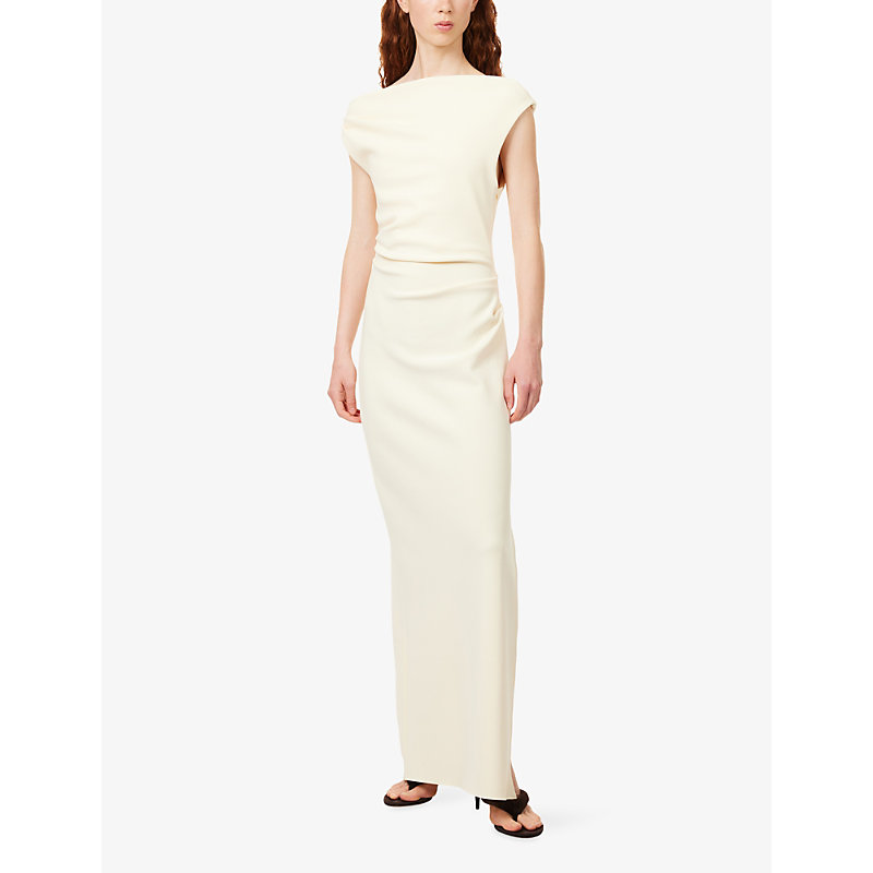 Womens Leora Asymmetric Bonded-Crepe Maxi Dress