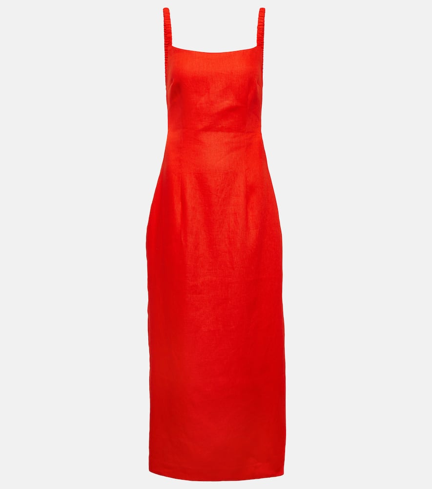 Primrose ruched linen maxi dress