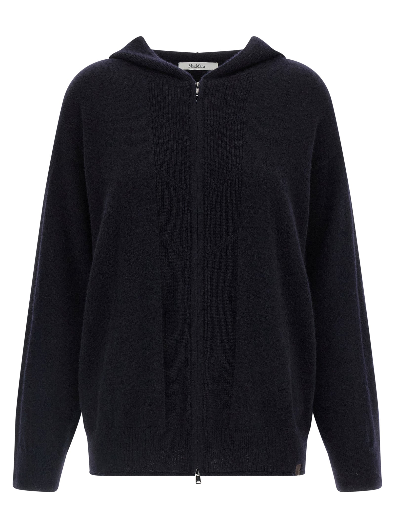 Hooded Cashmere Cardigan — Navy