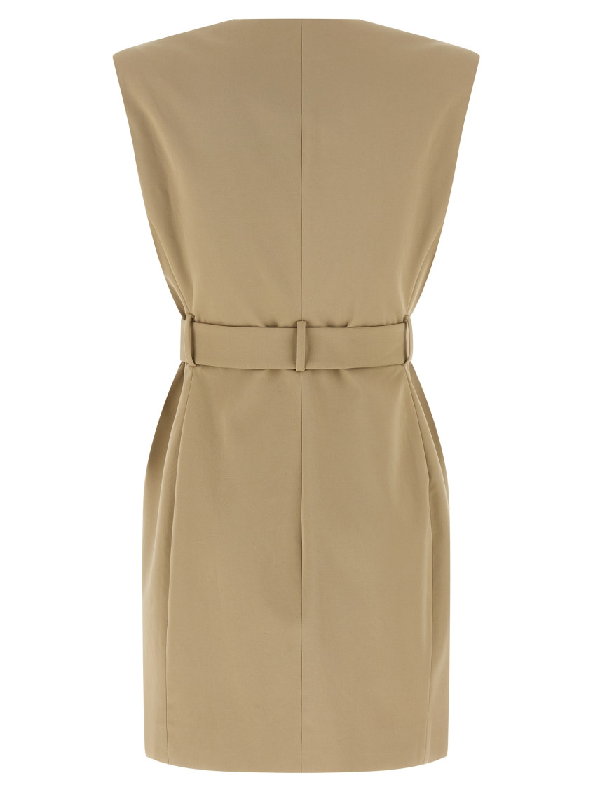 Balmain - wrap cotton gabardine dress belt detai