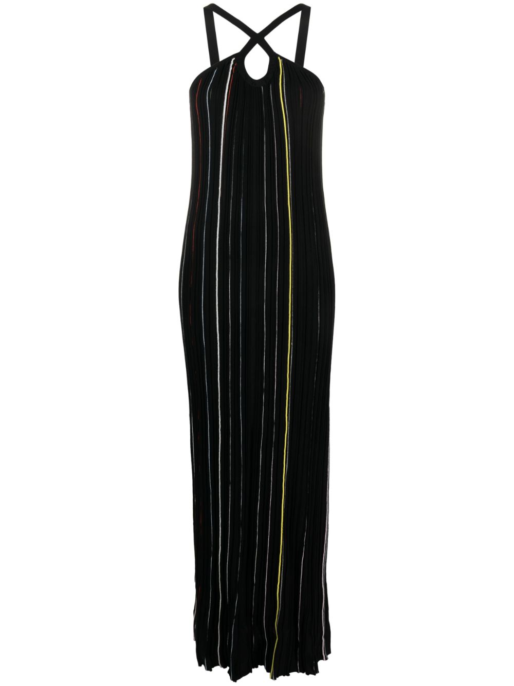 Striped knitted maxi dress - Black