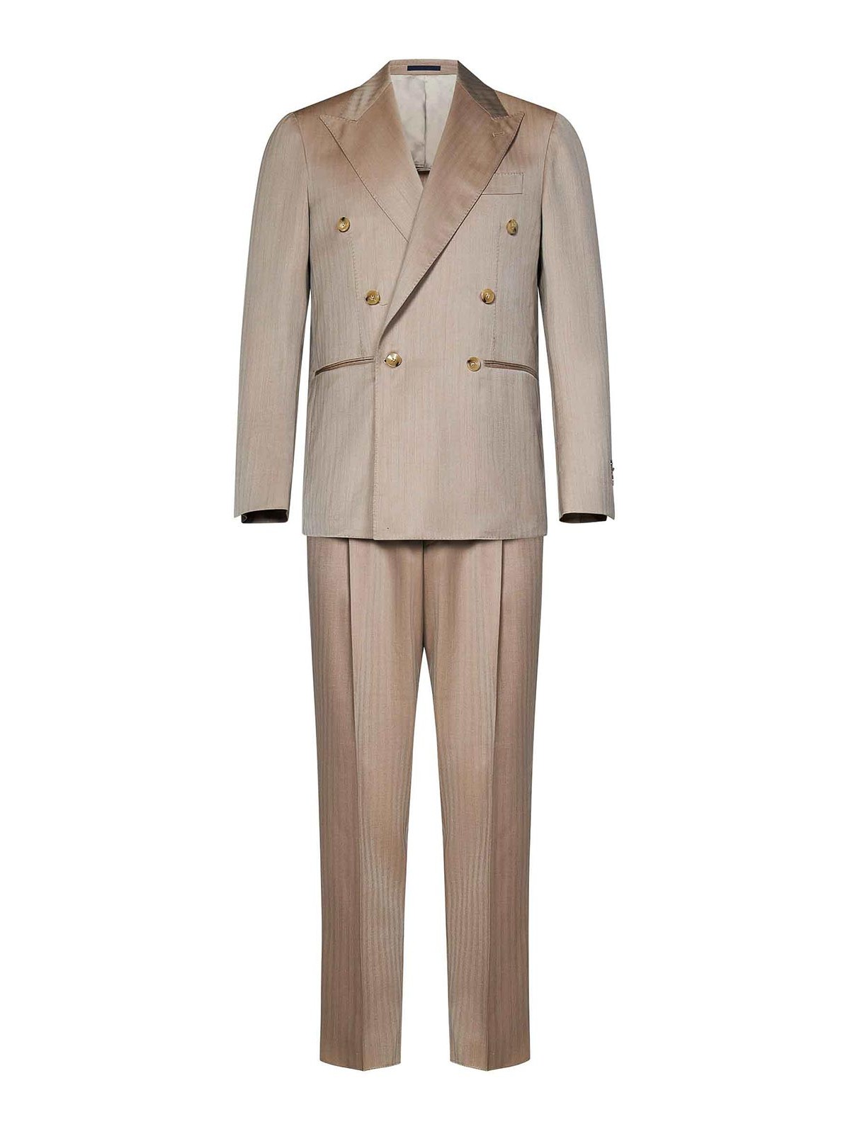 Double-Breasted Suit Herringbone Pattern