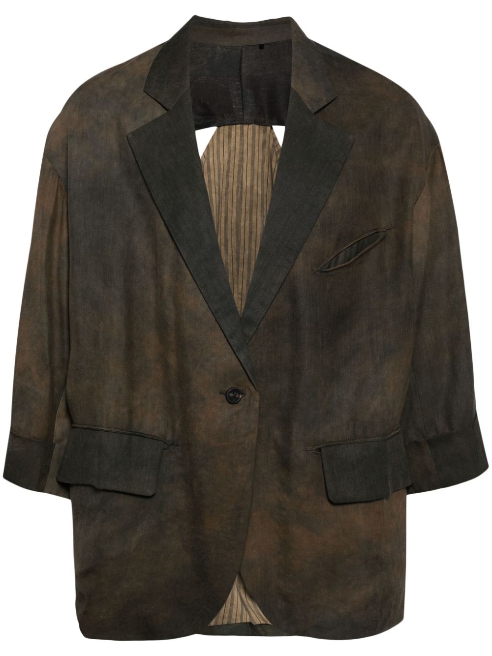 Cut-out draped blazer - Brown