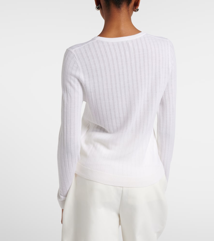 Pointelle virgin wool cardigan