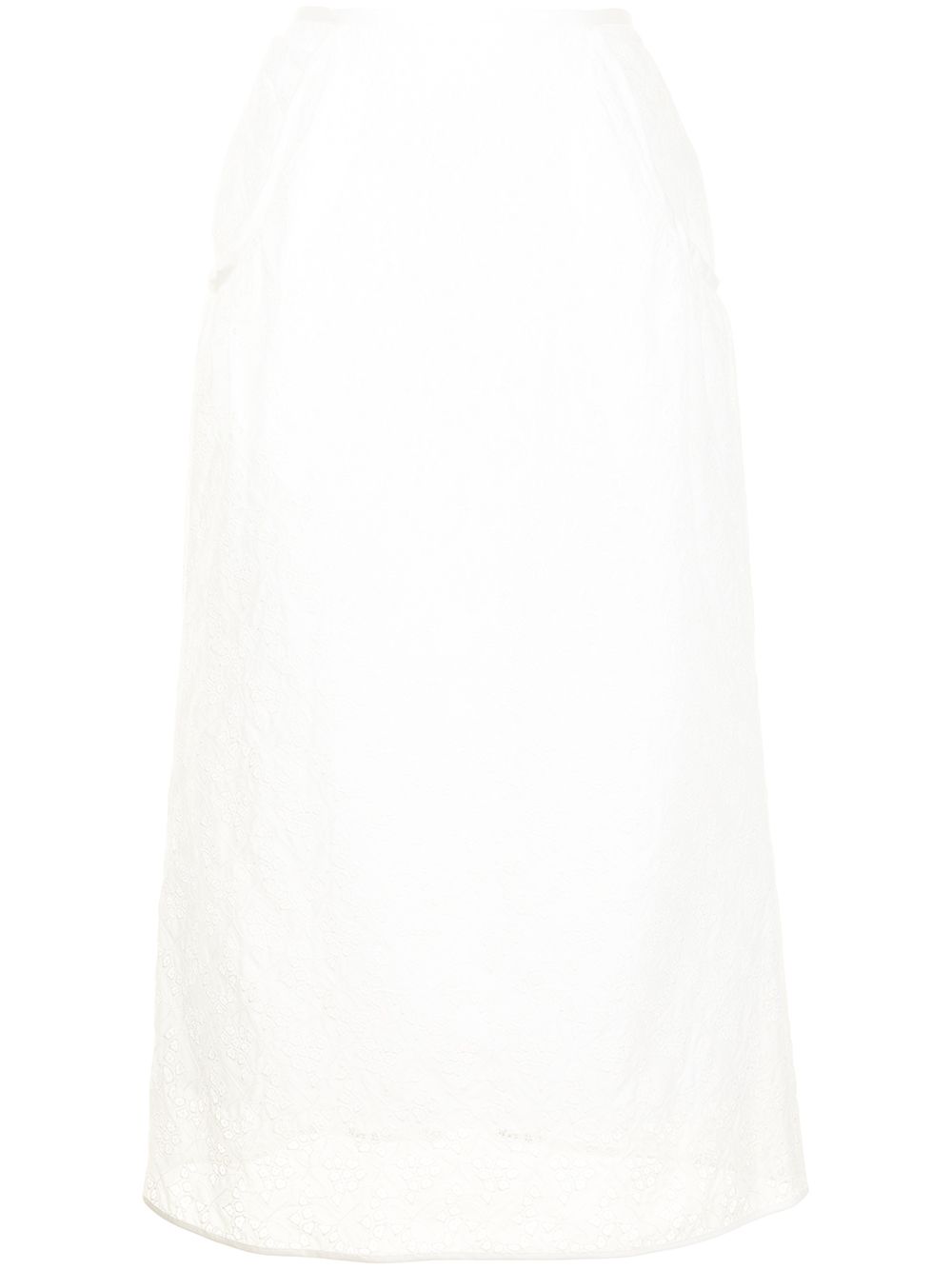 Embroidered lace cotton skirt - White