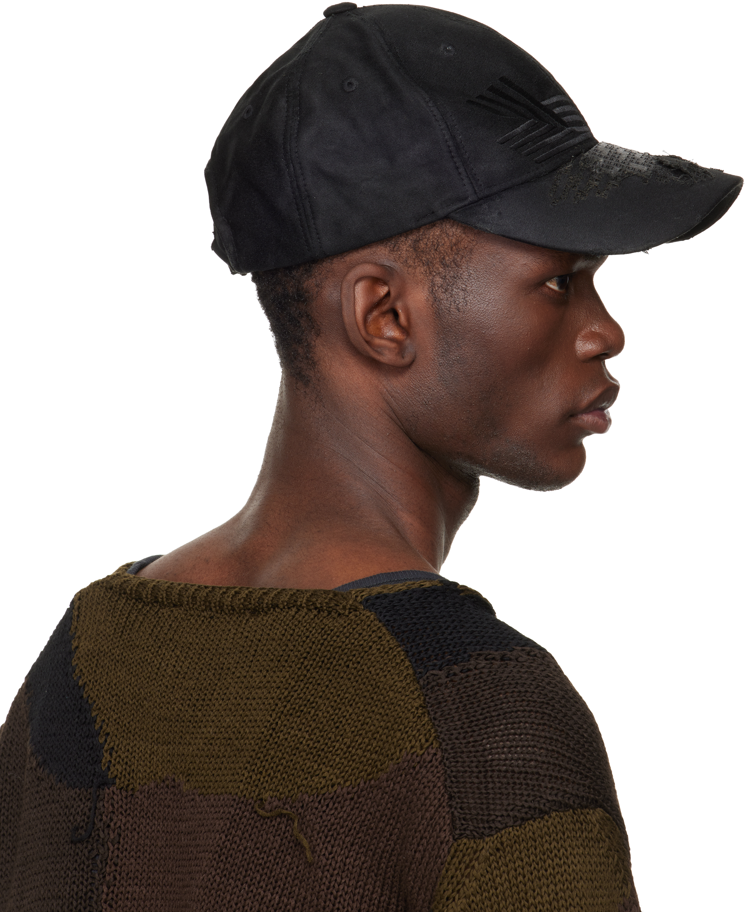 Black Laser Cut Damaged Cap
