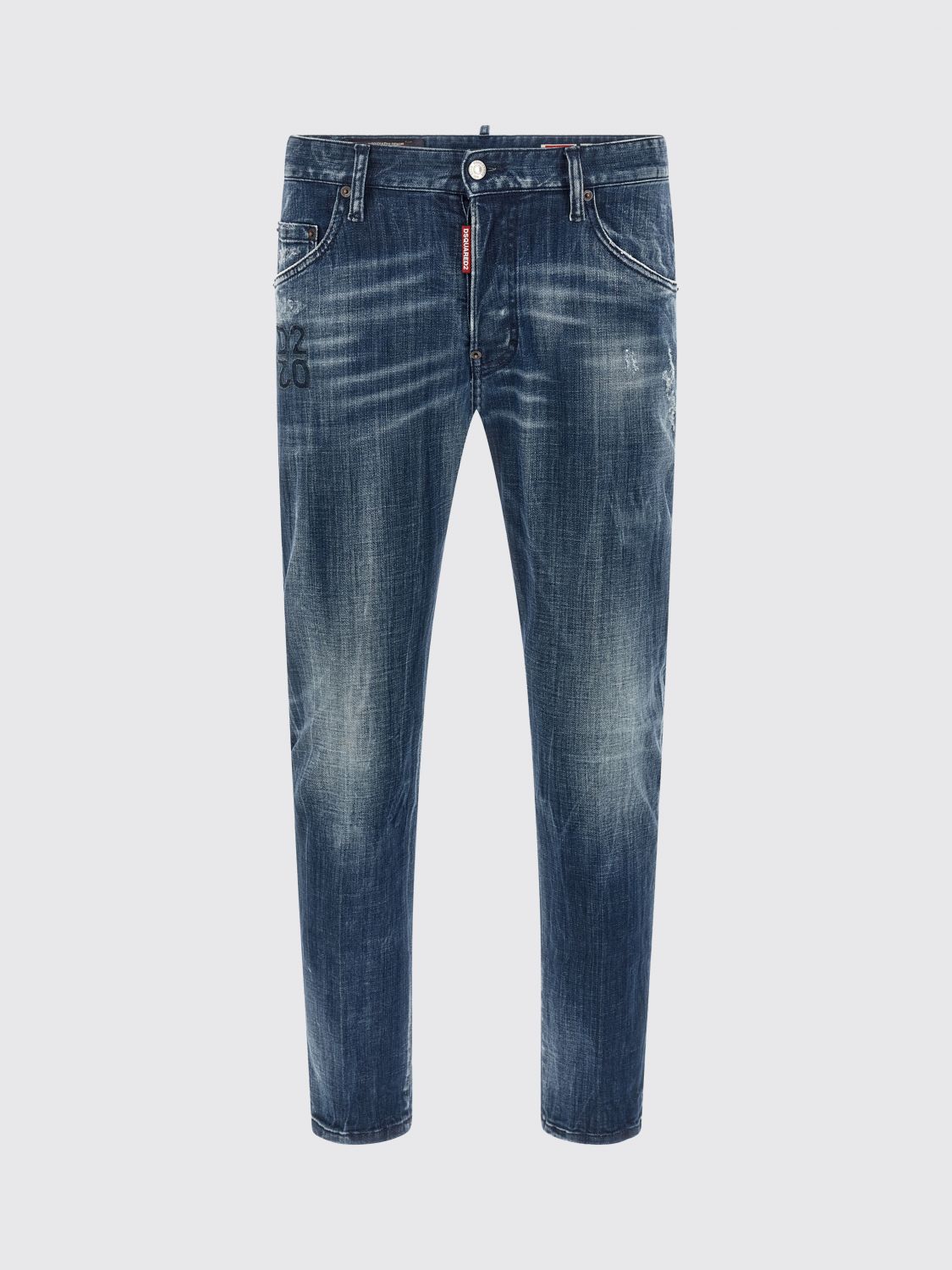 Skater Slim Fit Jeans in Distressed Stretch Denim