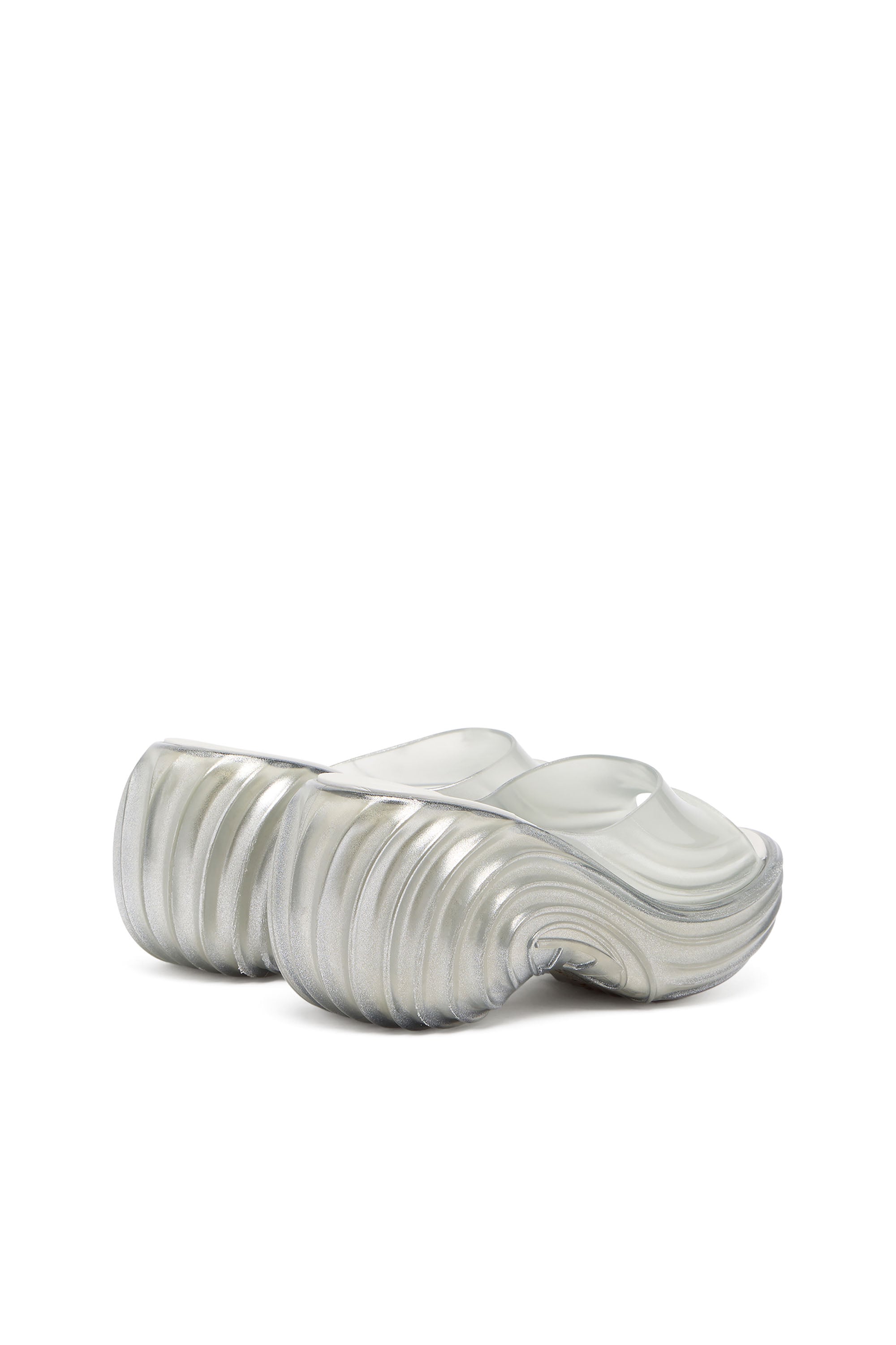 Platform mule in Melflex - Sandals - Woman - Silver