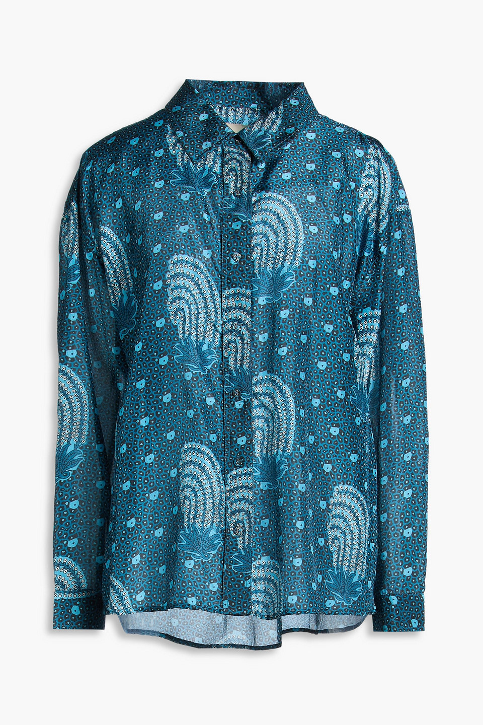 Stevie printed silk shirt - Blue - 1