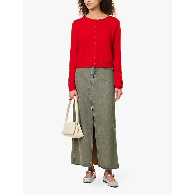 Womens Cherry Clara Round-neck Cashmere Cardigan