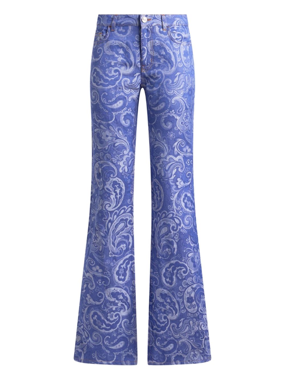 Paisley-jacquard flared jeans - Blue