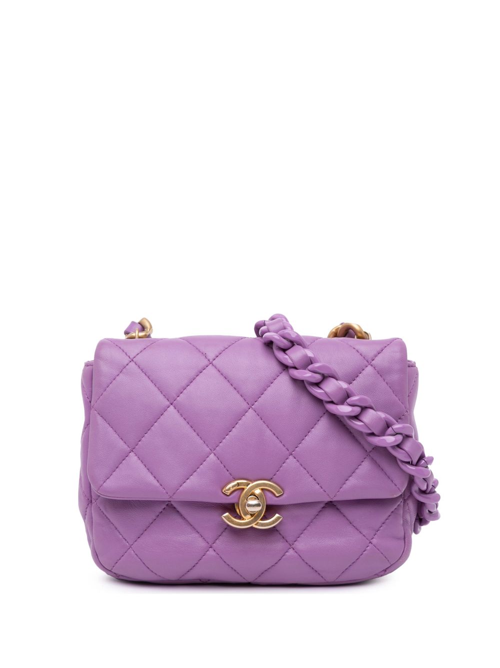 CHANEL Pre-Owned 2021-2024 Mini Quilted Lambskin Candy Chain Flap crossbody bag - Purple