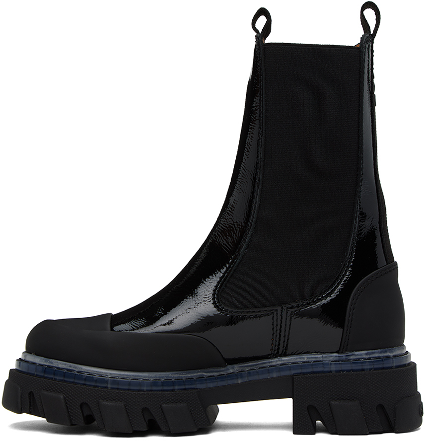 Black cleat chelsea boots
