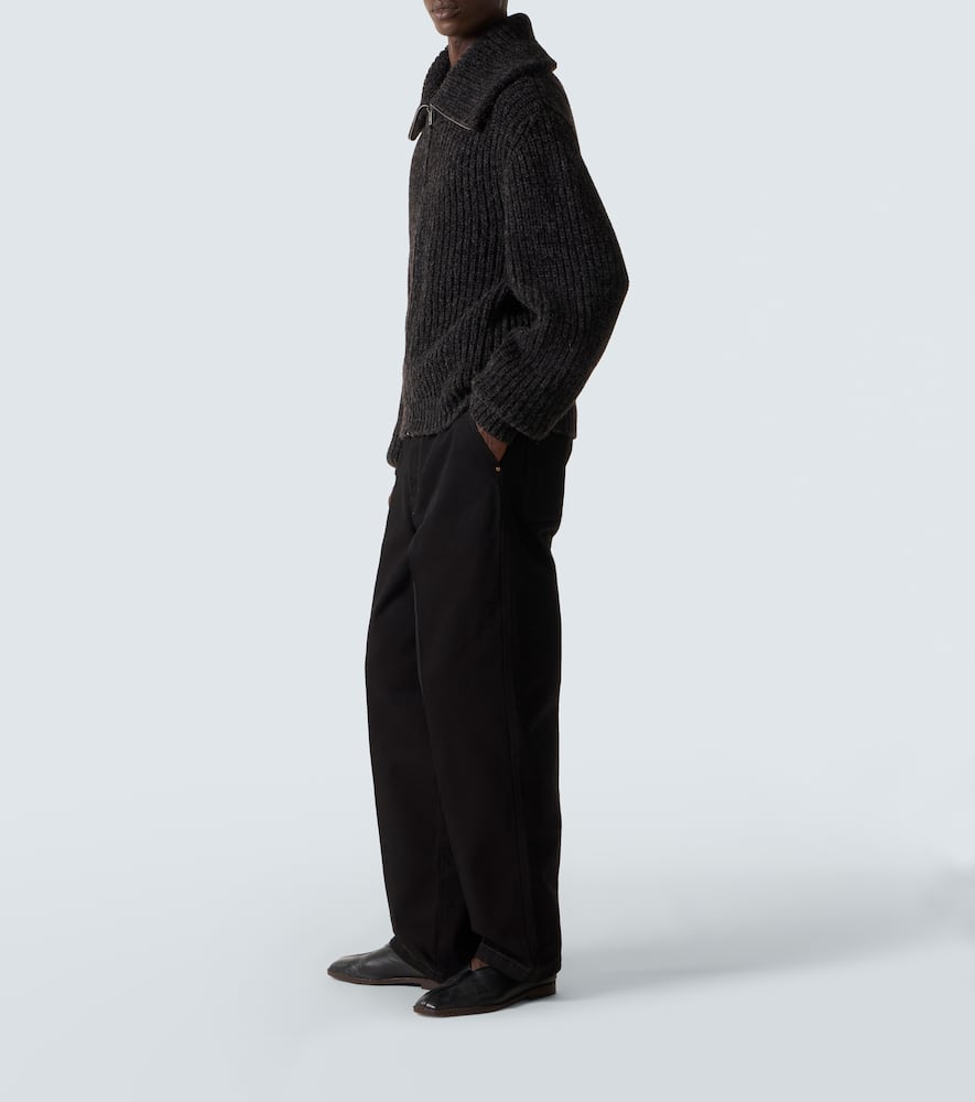 Alpaca and yak wool zip-up cardigan