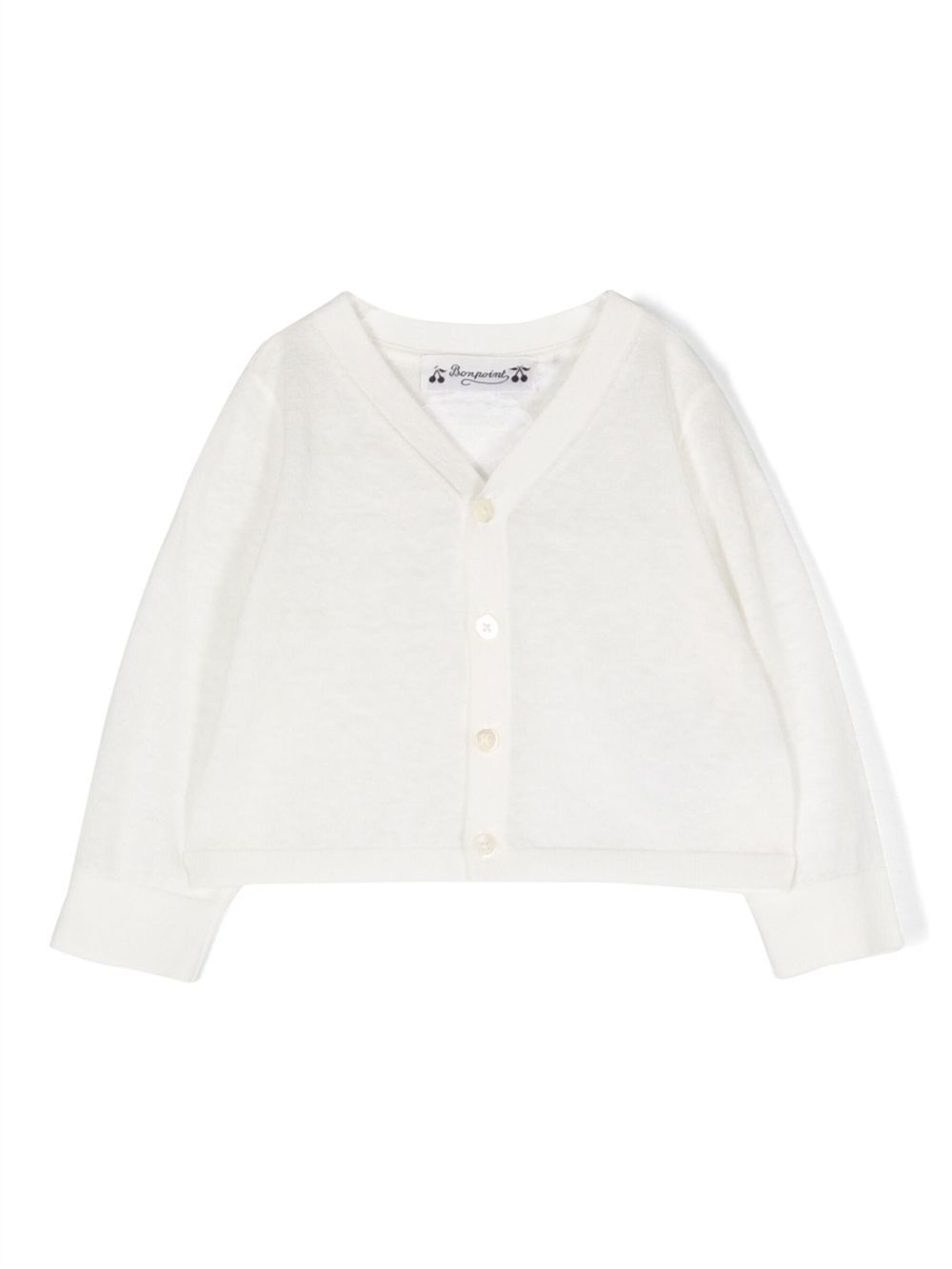 Fine-knit V-neck cardigan - White