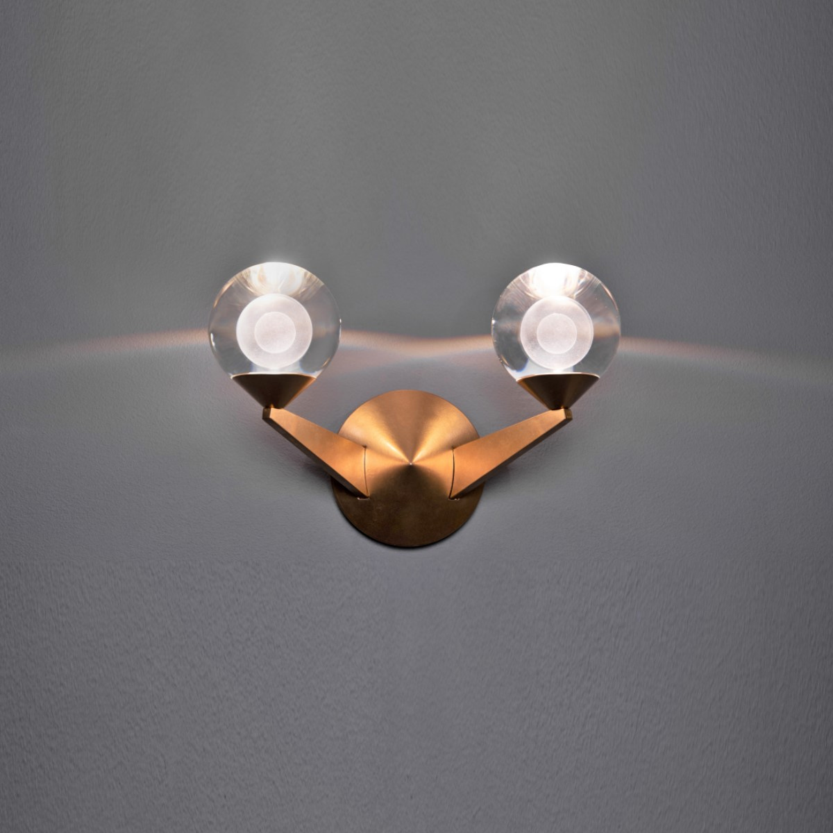 Aged Brass LED Wall Sconce from the Double Bubble Collection