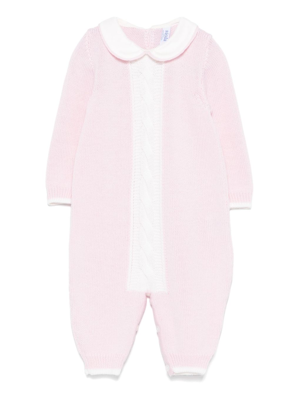Cable knit-detailed romper - Pink
