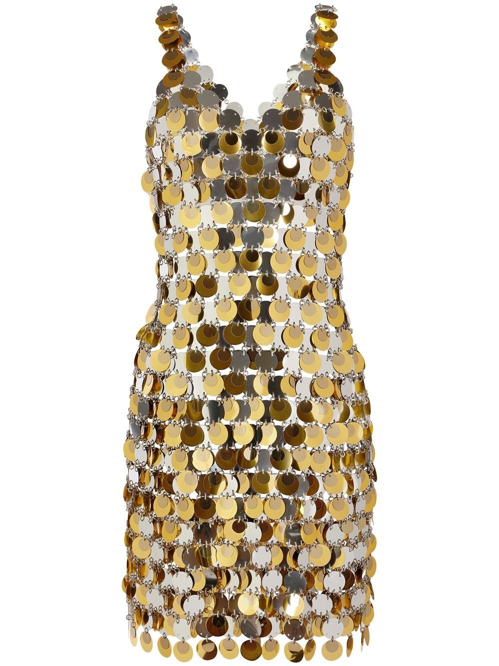 Paillette-chainmail sparkle minidress - Gold