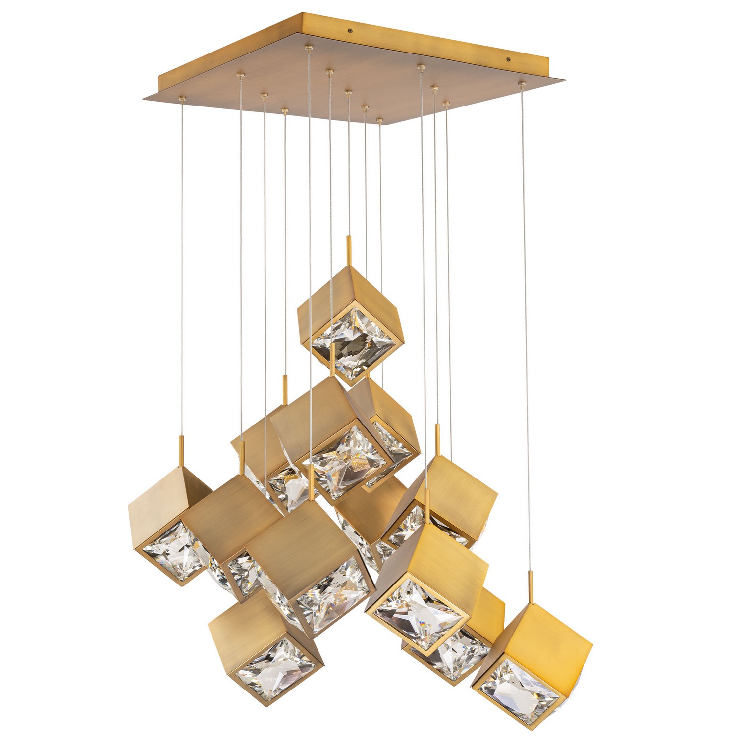 Aged Brass LED Chandelier from the Ice Cube Collection