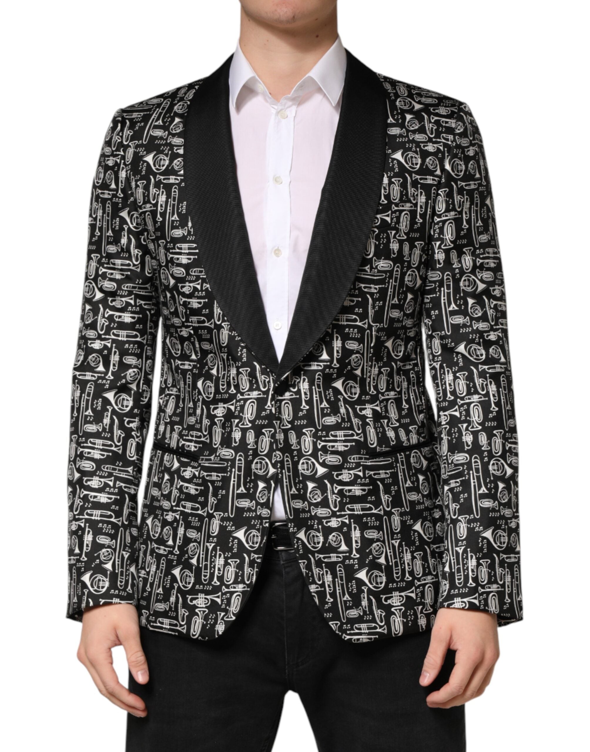 Jazz Club Silk Single-Breasted Blazer — Black