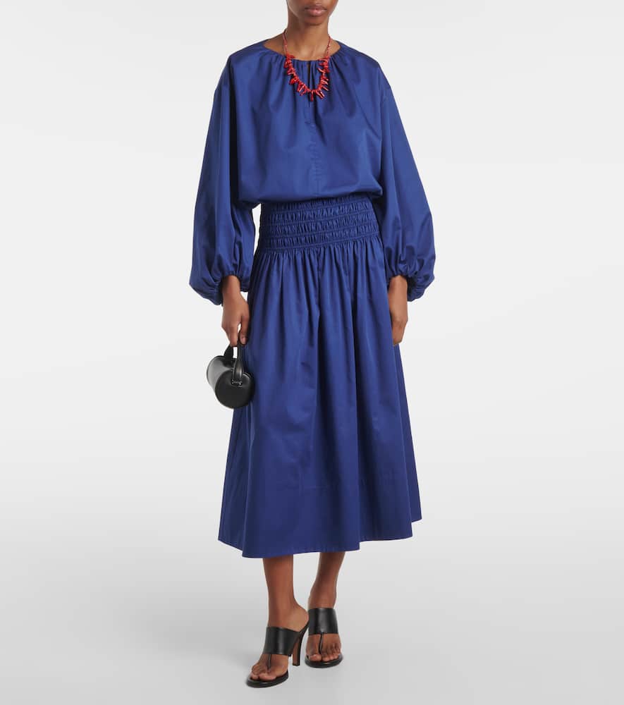 Leonie cotton satin midi skirt