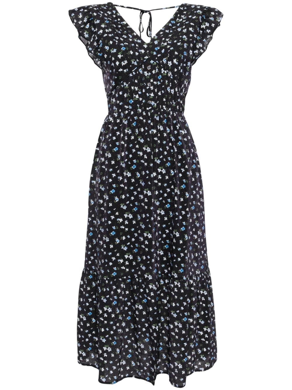 Floral-print midi dress - Blue