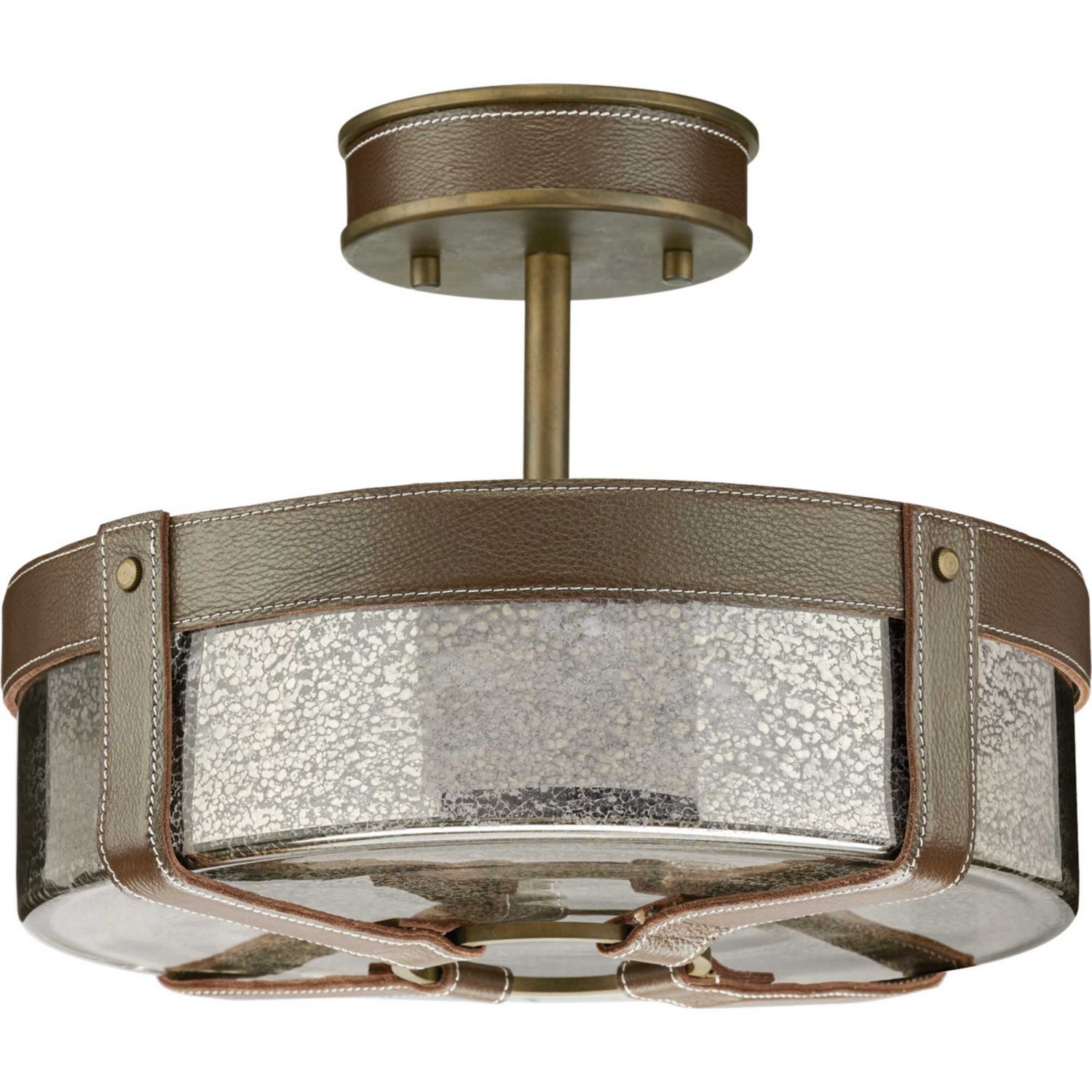 Aged Brass Four Light Semi Flush Mount from the Point Dume-Rockdance Collection