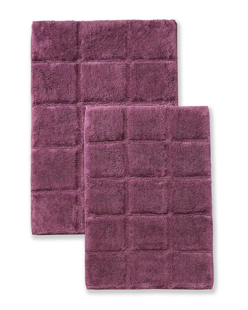 Superior Solid 2pc Checkered Non-Slip Cotton Bath Rug Set